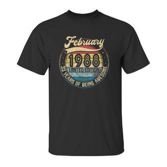 Vintage Retro February 1988 33Rd Birthday Gift 33 Years Old Unisex T-Shirt | Favorety AU