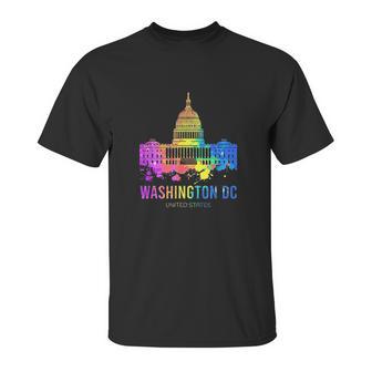 Washington Dc Skyline Watercolor Souvenirs Gifts Us Capitol Unisex T-Shirt | Favorety UK