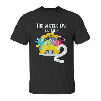 The Wheels On The Bus 2Nd Birthday Party 2 Year Old Toddler Unisex T-Shirt | Favorety