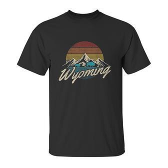 Wyoming Vintage Mountains Bison American Buffalo Unisex T-Shirt | Favorety