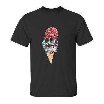 Zombie Ice Cream With The Brain And Eye Popping Out Unisex T-Shirt | Favorety AU