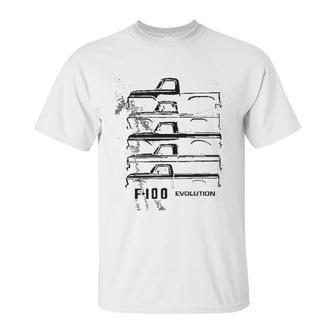 1953 To 1977 Ford F100 Pickup Truck Evolution Classic Outline Design Unisex T-Shirt | Favorety UK