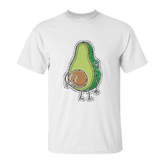 Avocado Seed Fat Funny Vegan Big Scratching Unisex T-Shirt | Favorety