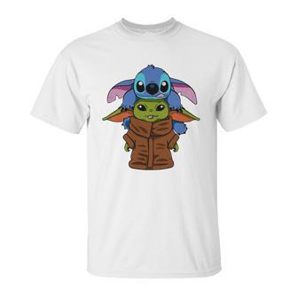 Baby Yoda And Baby Stitch Unisex T-Shirt | Favorety