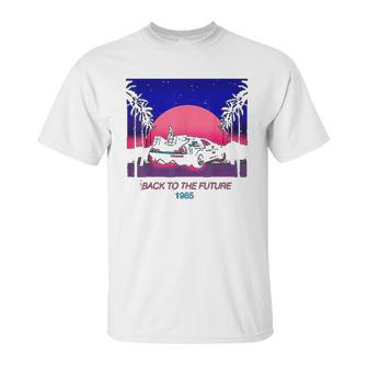 Back To The Future 1985 Neon Delorean Sunset Graphic Unisex T-Shirt | Favorety DE