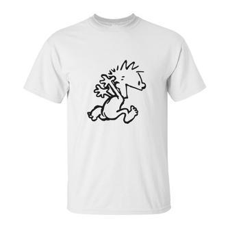 Calvin & Hobbes Comic Running Naked Unisex T-Shirt | Favorety CA