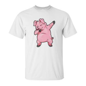 Dabbing Pig Funny Piggy Farm Farmer Pig Dab Dance Unisex T-Shirt | Favorety DE