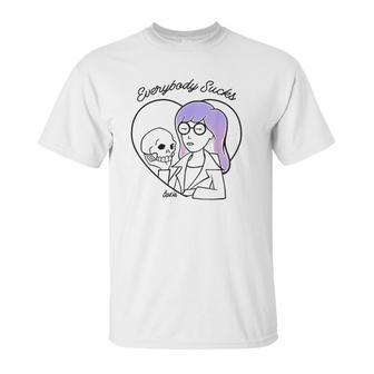 Daria Everybody Macbeth Skull Heart Purple Hair Unisex T-Shirt | Favorety