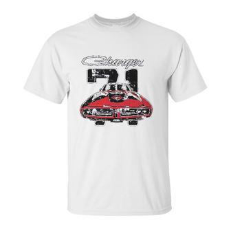 Dodge Charger 71 Distressed American Classic Muscle Car Unisex T-Shirt | Favorety