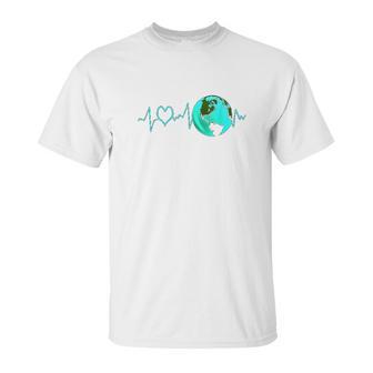 Earth Day Heartbeat Recycling Climate Change Activism Gift Unisex T-Shirt | Favorety AU