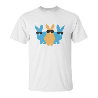 Easter For Men Hip Trio Bunnies Funny Graphic Hipster Easter Bunny Unisex T-Shirt | Favorety