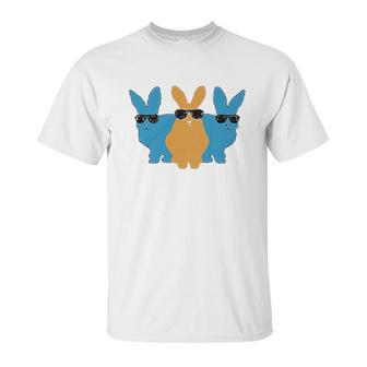 Easter For Men Hip Trio Bunnies Funny Graphic Hipster Easter Bunny Unisex T-Shirt | Favorety AU