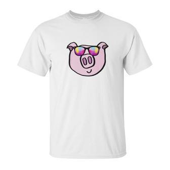 Funny Animal Piggy Face With Sunglasses For Pig Lovers Unisex T-Shirt | Favorety DE