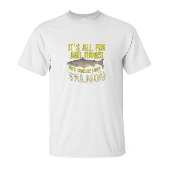 Funny Salmon Fishing Freshwater Saltwater Fish Gift Unisex T-Shirt | Favorety DE