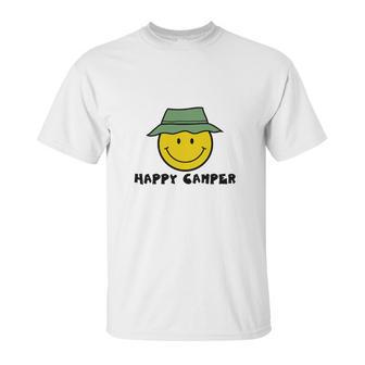 Happy Camper Camping Smiley Face Unisex T-Shirt | Favorety CA