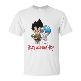 Happy Valentine Day Vegeta And Bulma Couple Unisex T-Shirt | Favorety