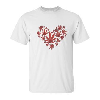 Heart Funny Valentines Day Cannabis 420 Pot Stoner Gift Unisex T-Shirt | Favorety DE