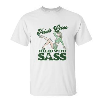 Irish Lass Full Of Sass Funny St Patricks Day Pinup Girl Unisex T-Shirt | Favorety DE