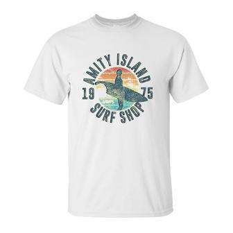 Jaws Amity Island Surf 1975 Yellow Heather Unisex T-Shirt | Favorety DE