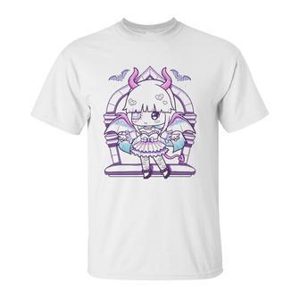 Kawaii Pastel Goth Cute Creepy Girl And Bats Unisex T-Shirt | Favorety AU