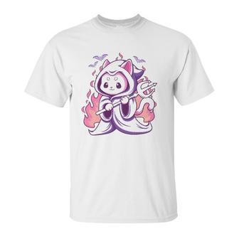 Kawaii Pastel Goth Cute Creepy Grim Reaper Cat Unisex T-Shirt | Favorety