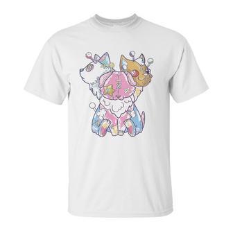 Kawaii Pastel Goth Voodoo Doll Cute Creepy 3 Headed Dog Unisex T-Shirt | Favorety UK