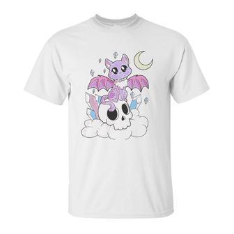 Kawaii Pastel Goth Witchy Cat And Skull Cute Creepy Unisex T-Shirt | Favorety AU