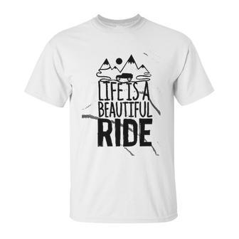 Life Is A Beautiful Ride Style Outline On An Offroad Ash Gray Made In Usa Unisex T-Shirt | Favorety CA