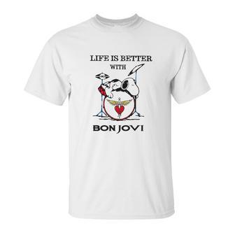 Life Is Better With Bon Jovi Snoopy Rock Band Unisex T-Shirt | Favorety UK