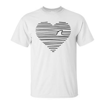 Love Shark Minimalist Line Drawing Shark Fin Unisex T-Shirt | Favorety UK