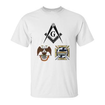 Mens Mason Scottish York Rite Masonic Black Down Unisex T-Shirt | Favorety