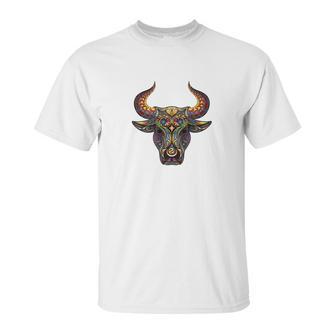 Mosaic Bull Artistic Cow Artist Painting Tee Unisex T-Shirt | Favorety CA