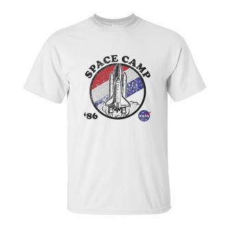 Nasa Space Camp Red White And Blue 86 Badge Unisex T-Shirt | Favorety CA