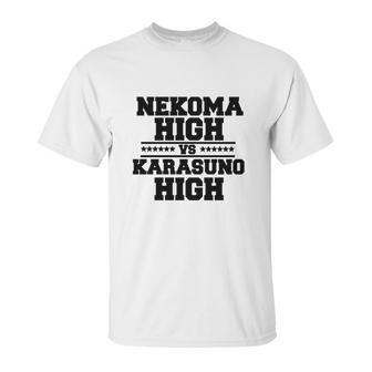 Nekoma High Vs Karasuno High Black Unisex T-Shirt | Favorety UK