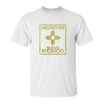 New Mexico Zia Symbol Distressed Hecho En New Mexico Unisex T-Shirt | Favorety DE