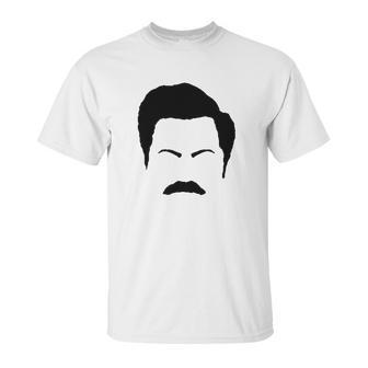 Parks And Rec Fans Ron Swanson Mustache Face Silhouette Unisex T-Shirt | Favorety AU