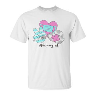 Peace Love Nursing Pharmacy Tech Unisex T-Shirt | Favorety