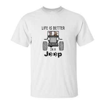 Pit Bull In A Jeep Unisex T-Shirt | Favorety