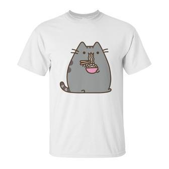 Pusheen The Cat Eating Noodles Unisex T-Shirt | Favorety UK