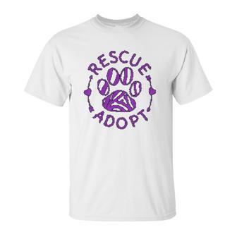 Rescue Adopt Animal Lover Love Cats Dogs Paws Print Lover Unisex T-Shirt | Favorety CA