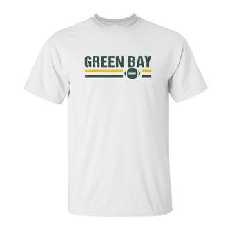 Retro Football Stripe Green Bay Football Wisconsin Green Bay Unisex T-Shirt | Favorety