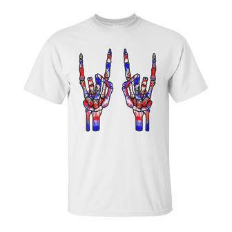 Rock On Rock Star Skeleton Hands Tie Dye 4Th Of July Unisex T-Shirt | Favorety DE