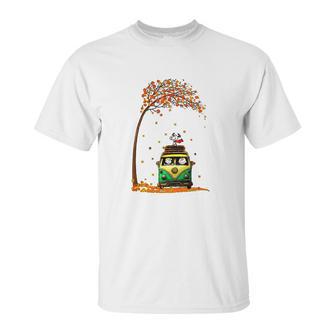 Snoopy With Friends Hippie Car Autumn Leaf Unisex T-Shirt | Favorety