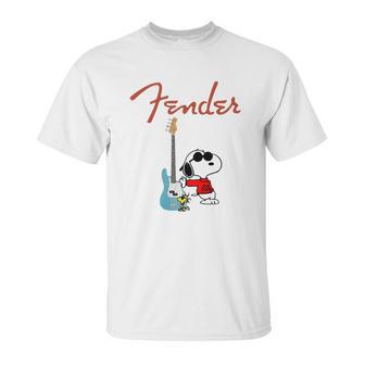 Snoopy Guitar Player Fender Unisex T-Shirt | Favorety