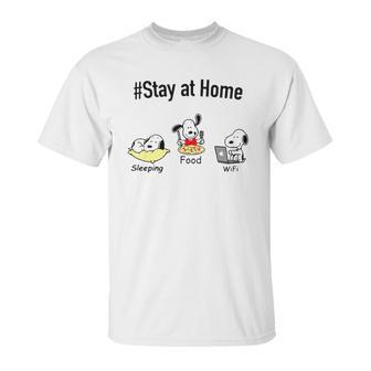 Snoopy Stay At Home Sleeping Food Wifi Unisex T-Shirt | Favorety CA