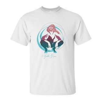 Spider Gwen Crouching Abstract Swirl Graphic Unisex T-Shirt | Favorety