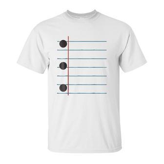 Three Hole Punch College Ruled Paper Costume Unisex T-Shirt | Favorety UK