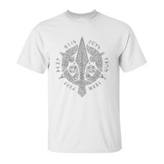 Viking Spear Odin Raven Knot Scandinavian Runes Unisex T-Shirt | Favorety AU