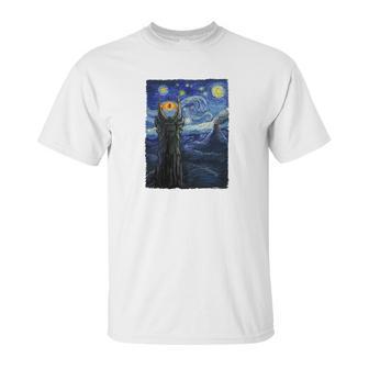 Vincent Van Gogh The Starry Night With Lord Of The Rings Middle Earth Sauron Tower Evil Eye Tshirt Unisex T-Shirt | Favorety DE