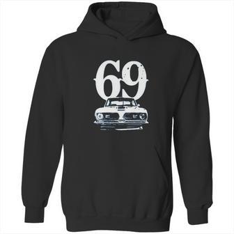 1969 Barracuda Grill View With Year Faded Look Charcoal Grey Hoodie | Favorety UK